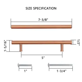 Akicon 810092567417 5 Inch Hole Center Copper Kitchen Cabinet Handles 100% Solid Brass Drawer Pulls #3