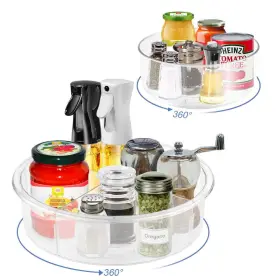 Lyy003074 Alpacasso 2 Pack Round Plastic Clear Rotating Turntable Organization &lazy Susan Organizer
