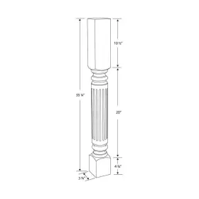 5apd10817 American Pro Decor 35-1/4 Inch X3-3/4 Fluted Kitchen Island Leg Unfinished Hardwood #2