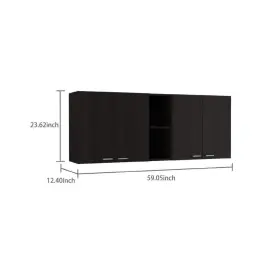 Yead-cyd0-n4ax Amucolo Wall Kitchen Cabinet 59.05 Inch W X 12.4 D 23.62 H 4-door With Shelves Black #2