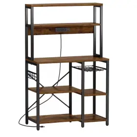 Anqtovp 313038578541 35.4 Inch W X 15.6 D 60.4 H Rustic Brown Assembled Kitchen Storage Shel