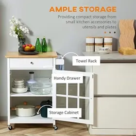 801-175 Aosom Llc 27 Inch Rolling Kitchen Island Cart With Drawer And Glass Door Cabinet #2