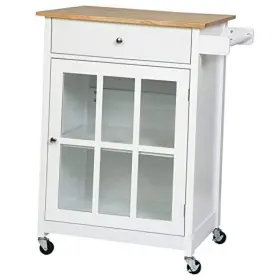 801-175 Aosom Llc 27 Inch Rolling Kitchen Island Cart With Drawer And Glass Door Cabinet