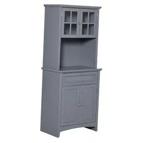 Us835-343v80gy0131 Aosom Llc Elegant Buffet With Hutch Kitchen Pantry Storage Cabinet Framed Glass