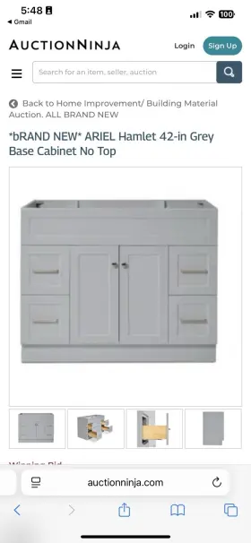 F0425-bc-gry Ariel Base Bathroom Cabinet - Gray Hamlet 42 Inch Brand New In The Box No Top