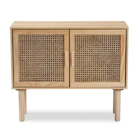 Baxton Studio 86100419 Maclean Rattan Wood 2 Door Sideboard Buffet Brown - Mid-century