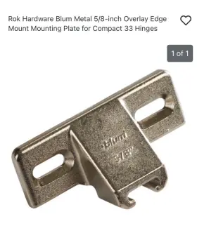 Blum 600346738027 Rok Hardware Metal 5/8-inch Overlay Edge Mount Mounting Steel Finish 10 Pk
