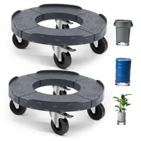 Lj-3i-zgj-grey-2p Bmaster Upgraded Trash Can Dolly With 3 In Wheels Adjustable 15-19 2pack Gray