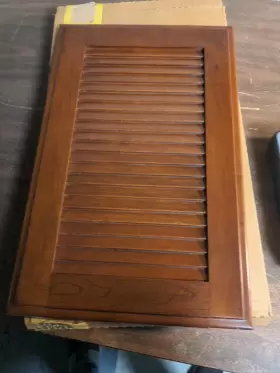 1522 Brammer Wooden Wood Cherry Louver Kitchen Cabinet Right Door 13 X 20.25 Inch Vintage #2