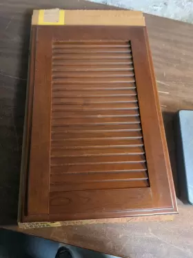 1522 Brammer Wooden Wood Cherry Louver Kitchen Cabinet Right Door 13 X 20.25 Inch Vintage