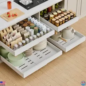 Macl-p01 Brand Paketa 4-pack Expandable Cabinet Organizer - 21 Inch Deep Sliding Drawers White