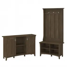 Sal008abr Bush Furniture Salinas 68.11 Inch Storage Set With Hall Tree Shoe Bench And Accent