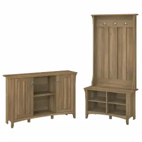 Sal008rcp Bush Furniture Salinas 68.11 Inch Storage Set With Hall Tree Shoe Bench Accent