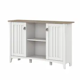 Sas147g2w-03 Bush Furniture Salinas 29.96 Inch Accent Storage Cabinet With 3 Shelves Shiplap Gy/pure