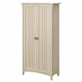 Sas332aw-03 Bush Furniture Salinas 63 Storage Cabinet With 5 Shelves Antique White
