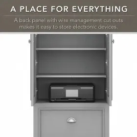 Wc53580-03 Bush Furniture Fairview 41.69 Inch Storage Cabinet With 3 Shelves Cape Cod Gray #3