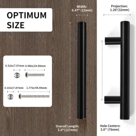 Chengju 313109941991 3 Inch Hole Center Matte Black Stainless Steel Cabinet Pulls For Kitchen And Bathroom #3