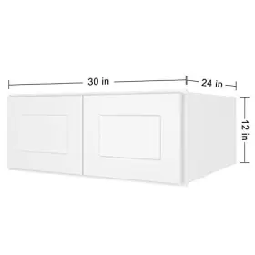 China 727284949206 Wall-mounted Storage Cabinet Refrigerator Wall 24 Inch D 30 W 12 H Shaker White #3