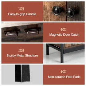 Jv10467cf Costway Sideboards Buffet Tables 43.5 Inch W Solid Wood Open Shelves Drawers In Brown #3