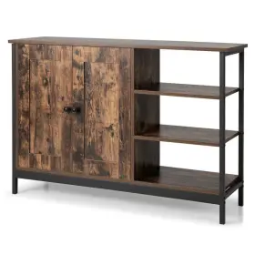 Jv10467cf Costway Sideboards Buffet Tables 43.5 Inch W Solid Wood Open Shelves Drawers In Brown