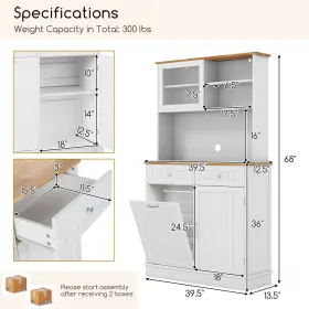 Jv11630us-wh Costway Kitchen Pantry Storage Cabinet Hutch With Led Lights And Power Outlet #2