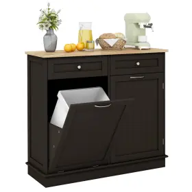 K756gra18469 Costway Wooden Kitchen Trash Cabinet Tilt Out Bin Holder With Drawer And Storage Shelf Coffee