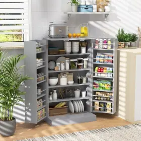 Kc53383gr Costway 17-tier Modern Kitchen Pantry Storage Cabinet Organizer 2 Door 6 Adjustable Rack #3