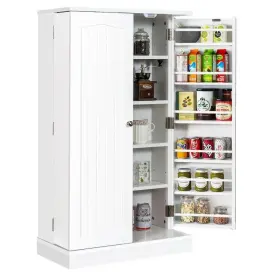 Kc53383wh Costway 17-tier Kitchen Pantry Storage Organizer Cabinet With 2 Door And 6 Adjustable Shelves #2