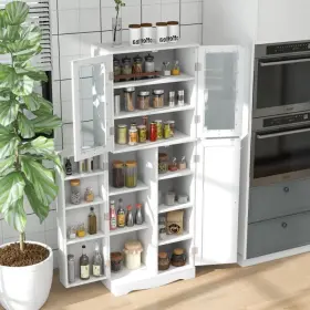 Kc55529wh Costway 63.5ftft Tall Kitchen Pantry Cabinet 2 Double Door 7 Compartment 4 Extra Rack #3