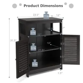 Qd-6z4-a7mw Costway Ready To Assemble Kitchen Cabinets 23.5 Inch Wx12 Dx31.5 H Black P2 Mdf #3