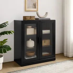 Cf3138-bk Crosley Furniture Faux Wood 31.75 Inch Stackable Pantry Cabinet With Glass Doors #2