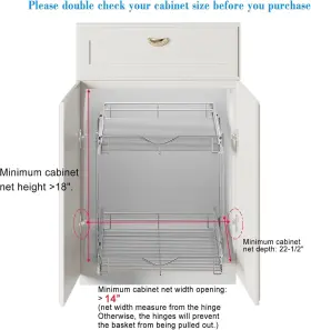 Dindon 629722475677 Pull Out Cabinet Organizer 14 Inch W X 21 D Shelves 2 Tier #3