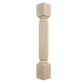 Ekena Millwork 726084700215 5 Inch X 35-1/2 Unfinished Rubberwood Raymond Reeded Cabinet Column