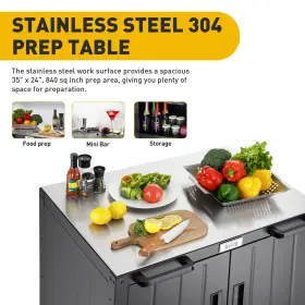 Feasto 850038350239 Outdoor Bar Cart Grill With Storage Cabinet Pizza Oven Table #3