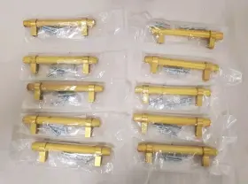 8006-96-bg-10 Gliderite 10-pack 3-3/4 Inch Center-to-center Brass Gold Knurled Bar Pull #3