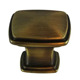 Gliderite 849376003952 1.25-inch Antique Brass Square Deco Cabinet Knobs Geometric Modern And C