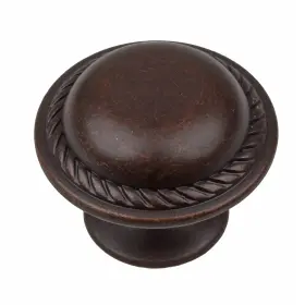 Gliderite 849376011834 1.125-inch Oil Rubbed Bronze Round Rope Cabinet Brown