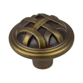 Gliderite 849376011896 1.25-inch Antique Brass Round Braided Cabinet Gold