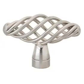Gliderite 849376013944 2-inch Oval Twisted Birdcage Cabinet Knob - Satin Silver