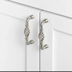 Gliderite 849376046393 3.75-inch Cc Satin Nickel Fluted Birdcage Cabinet Finish #3 Gliderite 849376046393 3.75-inch Cc Satin Nickel Fluted Birdcage Cabinet Finish #3