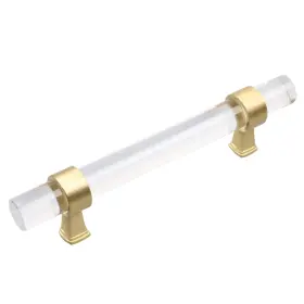 Gliderite 849376050543 3.75-inch Clear Acrylic Cabinet Pulls Satin Gold Finish