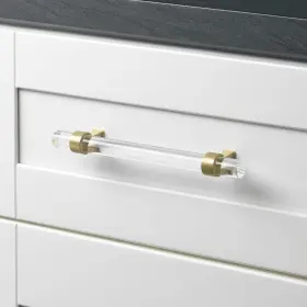 Gliderite 849376050673 6-5/16 Inch Clear Acrylic Cabinet Pulls Satin Gold Set Of 25 #3