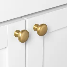 Gliderite 849376050758 1.125-inch Satin Gold Round Cabinet Knobs Pack Of #3