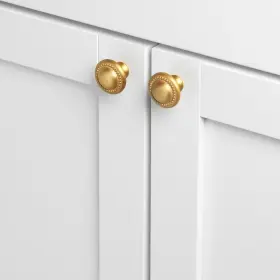 Gliderite 849376054770 25-pack 1-1/4-inch Round Beaded Cabinet Knob Satin Gold Pack Of #3