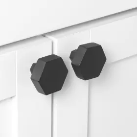 Gliderite 849376055753 10-pack 1-1/2 Inch Solid Hexagon Cabinet Knob Black #3