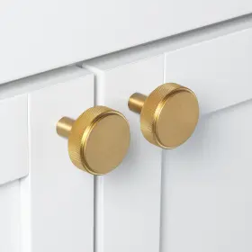 Gliderite 849376055937 10-pack 1-1/2 Inch Solid Round Knurled Cabinet Gold Finish #3