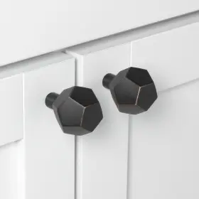 Gliderite 849376055999 1-1/2 Inch Rubbed Bronze Faceted Cabinet Knobs Oil #3