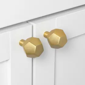 Gliderite 849376056057 10-pack 1-1/2 Inch Solid Faceted Cabinet Knob Gold Finish #3