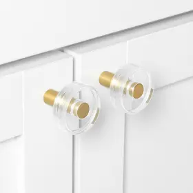 Gliderite 849376056170 1-1/2 Inch Round Clear Cabinet Knobs Satin Gold #3