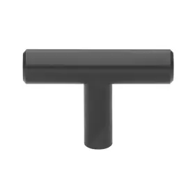Gliderite 849376057207 5-pack 2-inch Solid Steel Cabinet T-knob Black